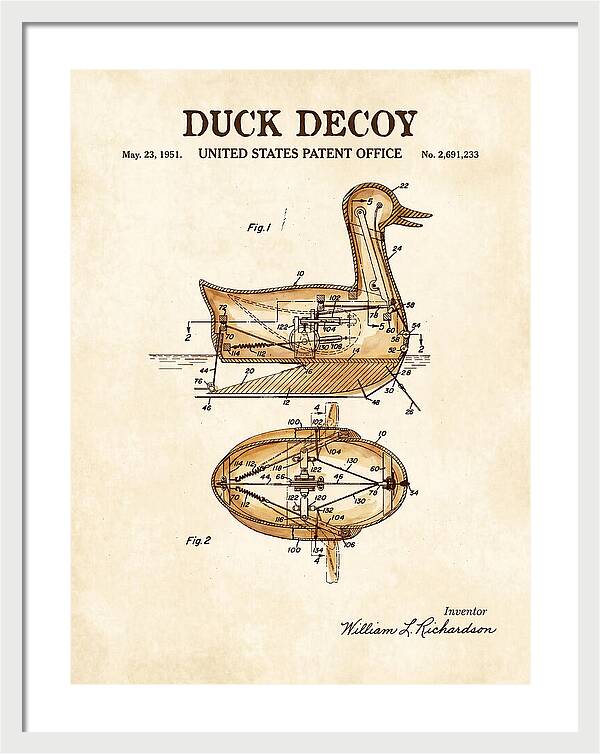 Mechanical Duck Decoy Watercolor Patent Us2691233a