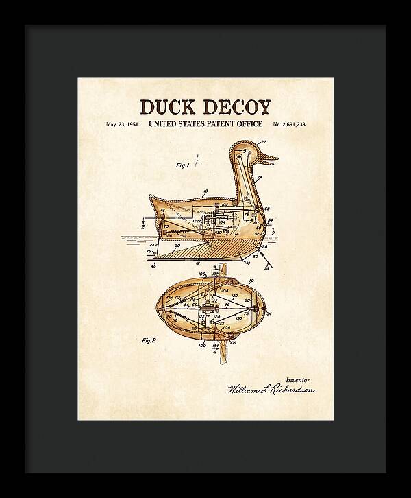 Mechanical Duck Decoy Watercolor Patent Us2691233a