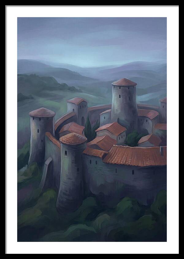 Medieval Walled City At Dusk
