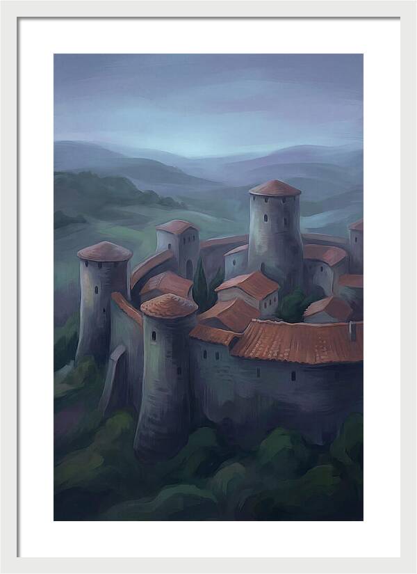 Medieval Walled City At Dusk