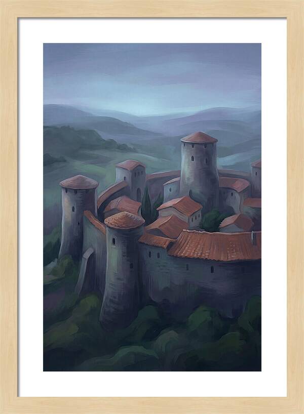 Medieval Walled City At Dusk