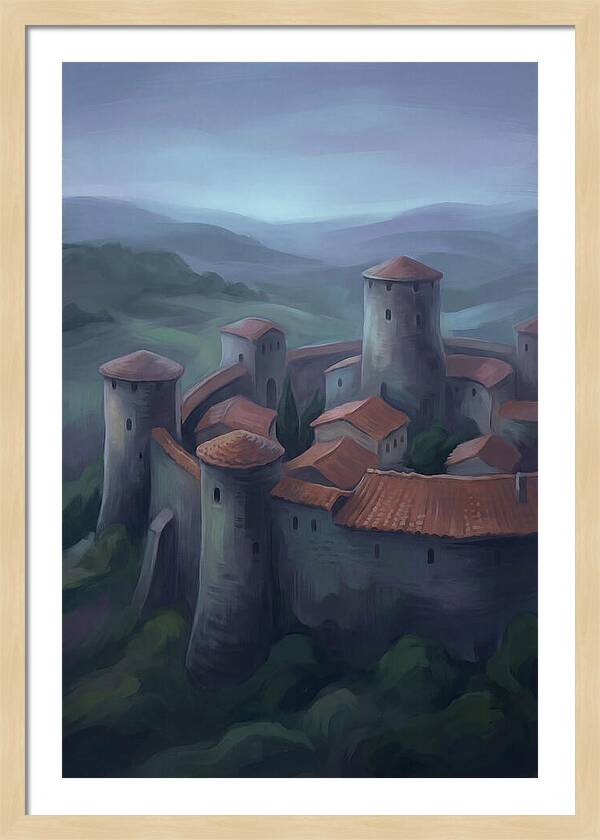 Medieval Walled City At Dusk