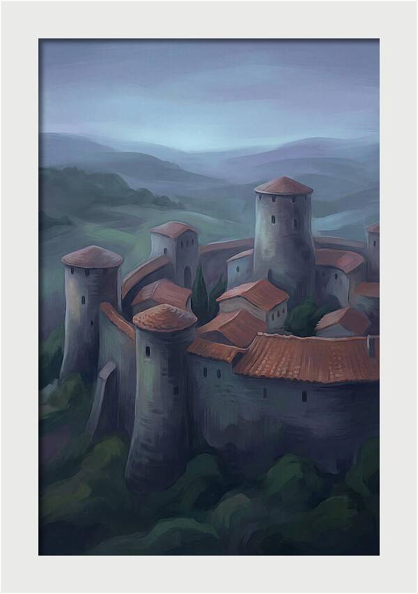 Medieval Walled City At Dusk