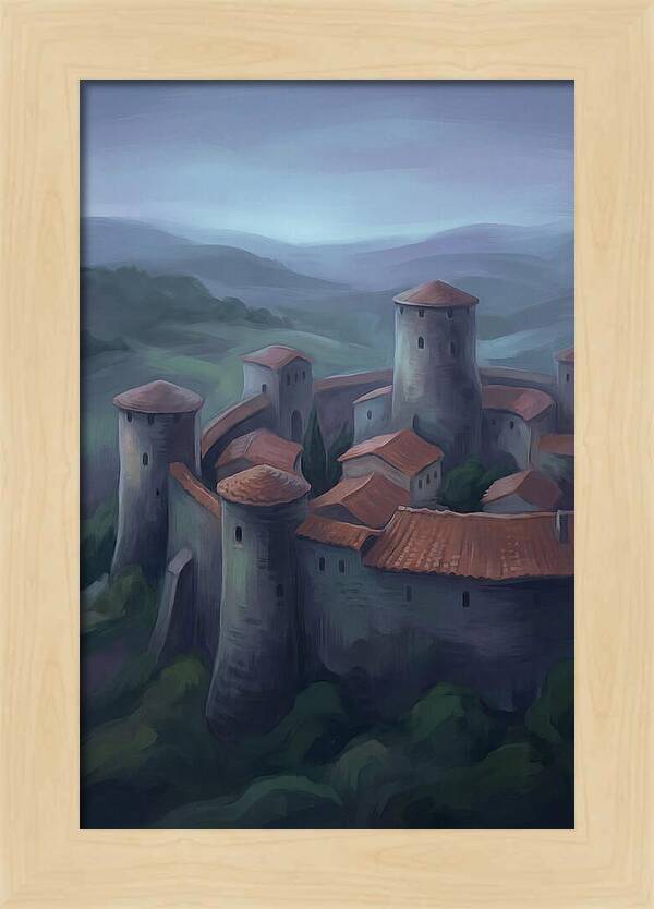 Medieval Walled City At Dusk