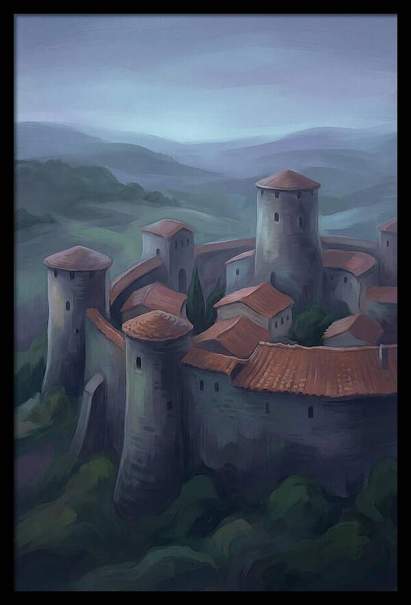 Medieval Walled City At Dusk