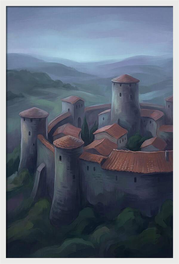 Medieval Walled City At Dusk