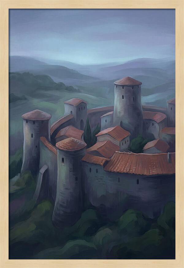 Medieval Walled City At Dusk