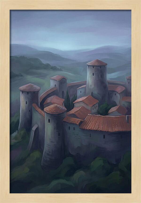 Medieval Walled City At Dusk