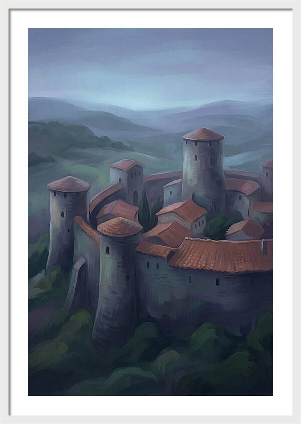 Medieval Walled City At Dusk