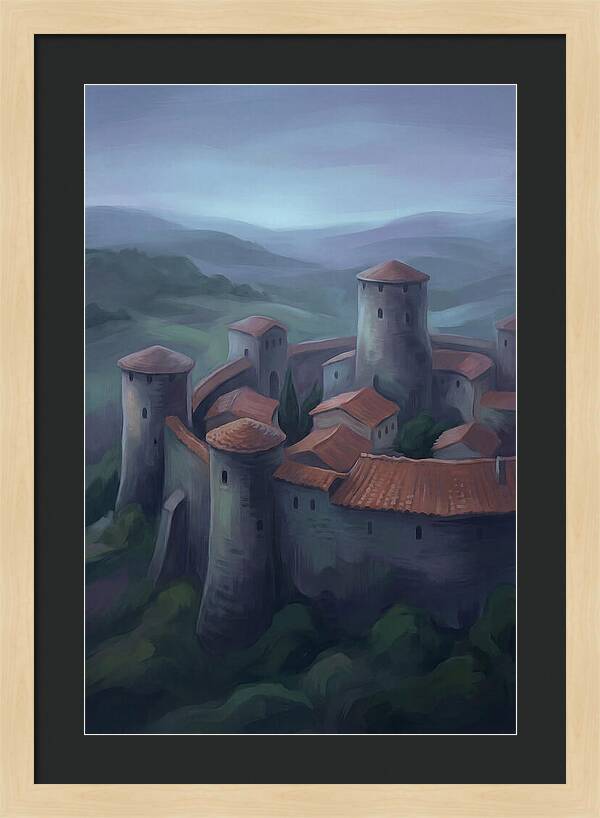 Medieval Walled City At Dusk