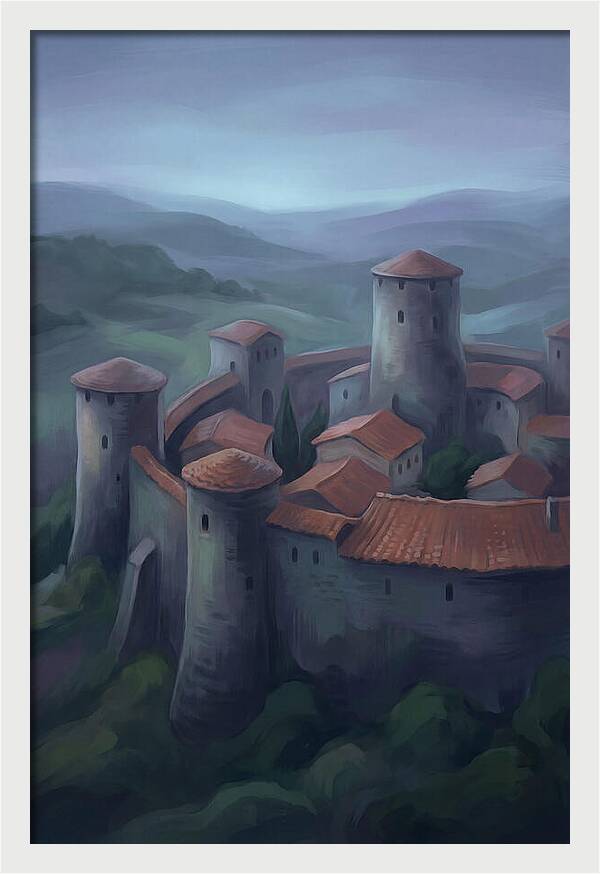 Medieval Walled City At Dusk
