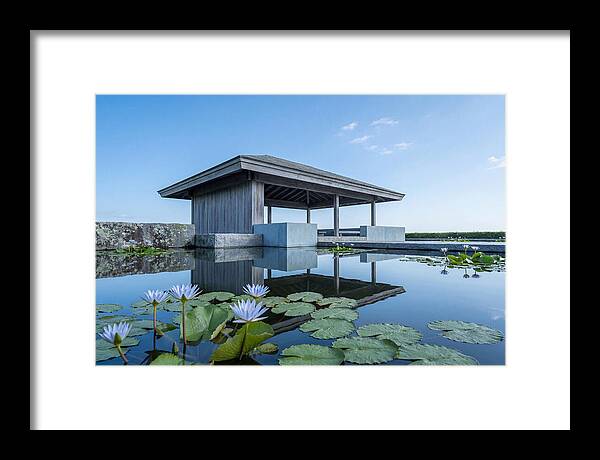 Meditation Pavilion Over Still Lotus Pond