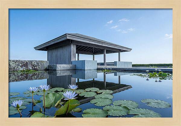Meditation Pavilion Over Still Lotus Pond