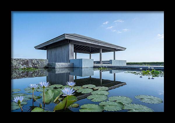 Meditation Pavilion Over Still Lotus Pond