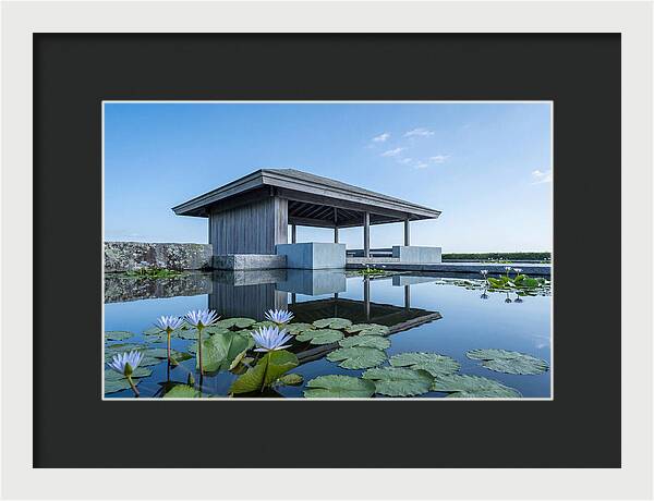 Meditation Pavilion Over Still Lotus Pond
