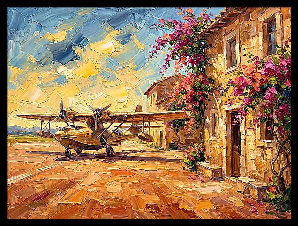 Mediterranean Airplane Scene