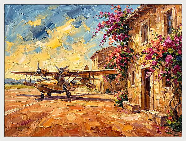 Mediterranean Airplane Scene