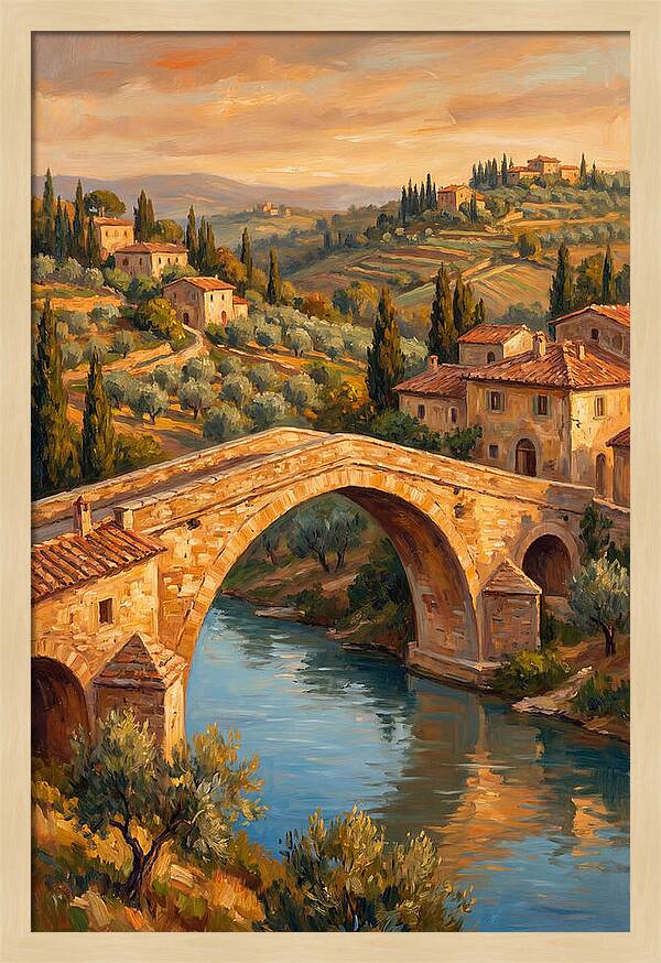 Mediterranean Arch Bridge At Dusk