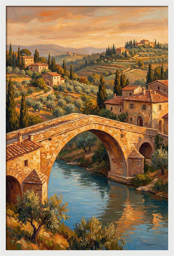 Mediterranean Arch Bridge At Dusk