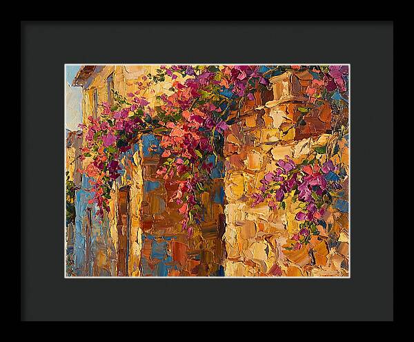 Mediterranean Blooms Against Stone Walls