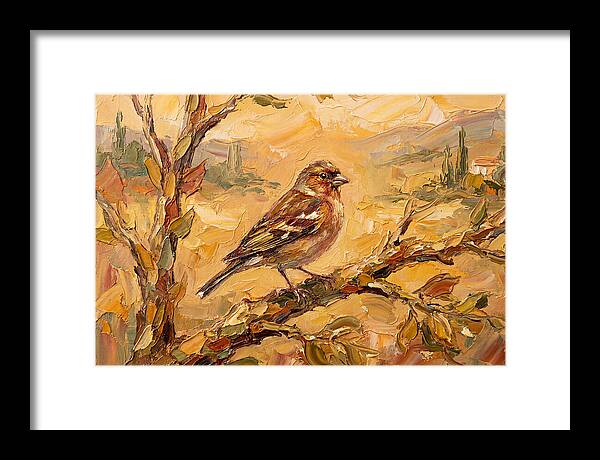 Mediterranean Finch Perched On Branch
