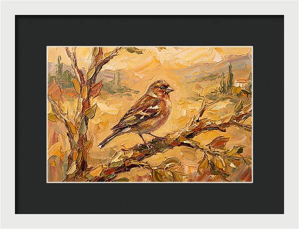 Mediterranean Finch Perched On Branch