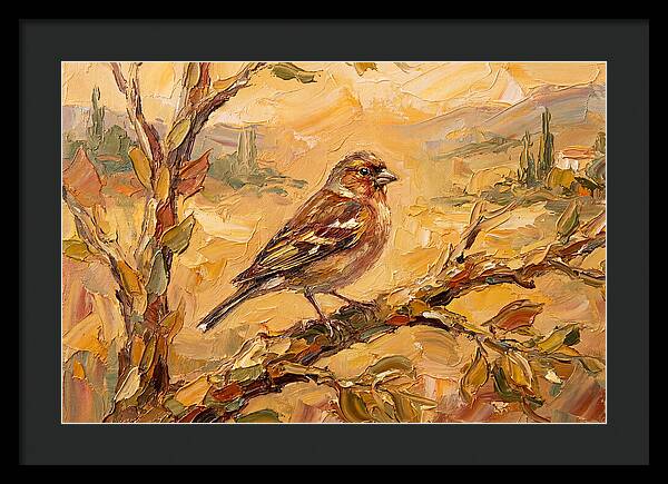 Mediterranean Finch Perched On Branch