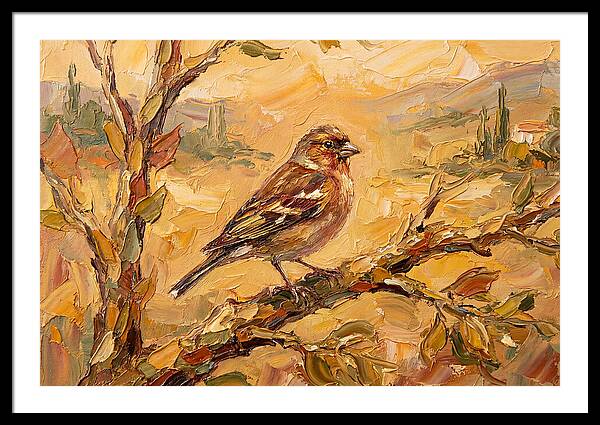 Mediterranean Finch Perched On Branch