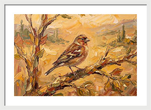 Mediterranean Finch Perched On Branch