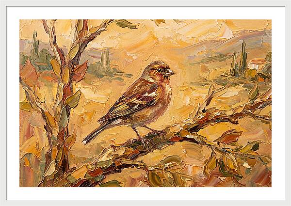 Mediterranean Finch Perched On Branch