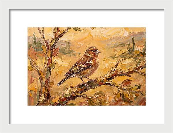 Mediterranean Finch Perched On Branch