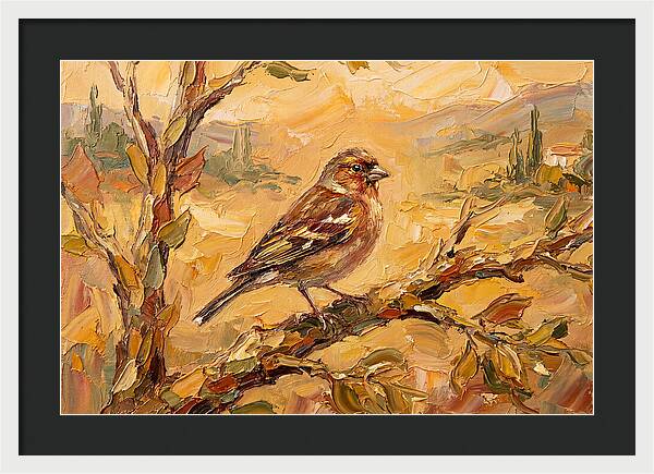 Mediterranean Finch Perched On Branch