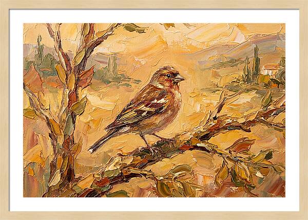 Mediterranean Finch Perched On Branch