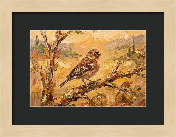 Mediterranean Finch Perched On Branch