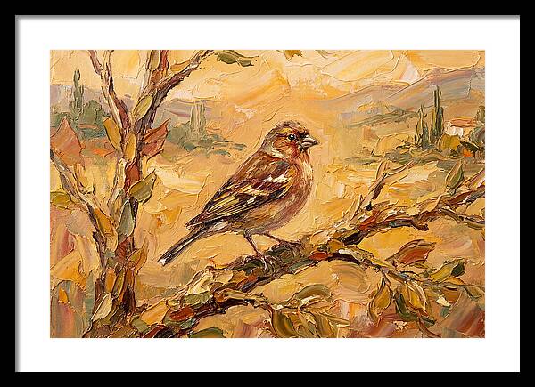 Mediterranean Finch Perched On Branch