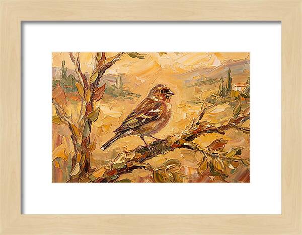 Mediterranean Finch Perched On Branch