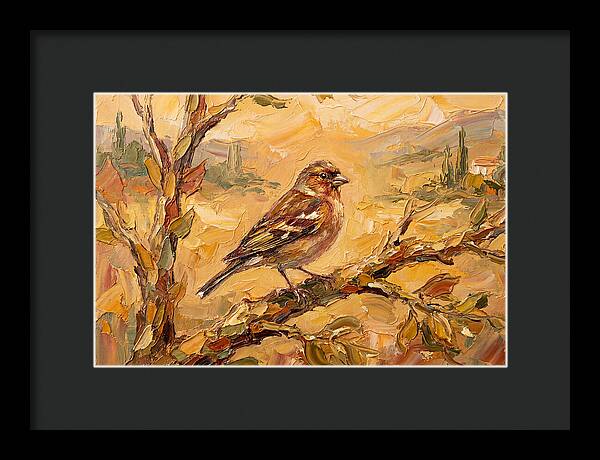 Mediterranean Finch Perched On Branch