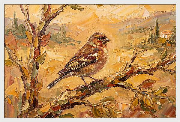 Mediterranean Finch Perched On Branch