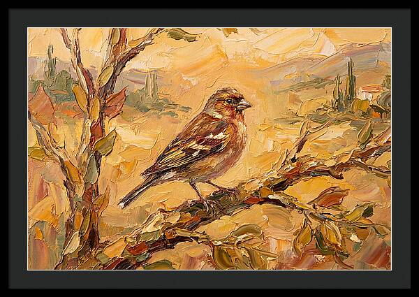 Mediterranean Finch Perched On Branch