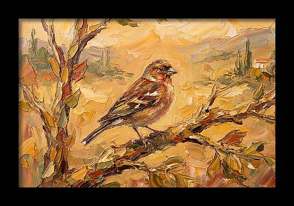Mediterranean Finch Perched On Branch