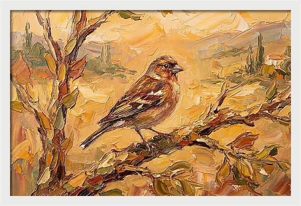 Mediterranean Finch Perched On Branch