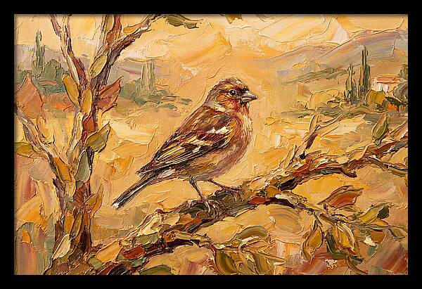 Mediterranean Finch Perched On Branch
