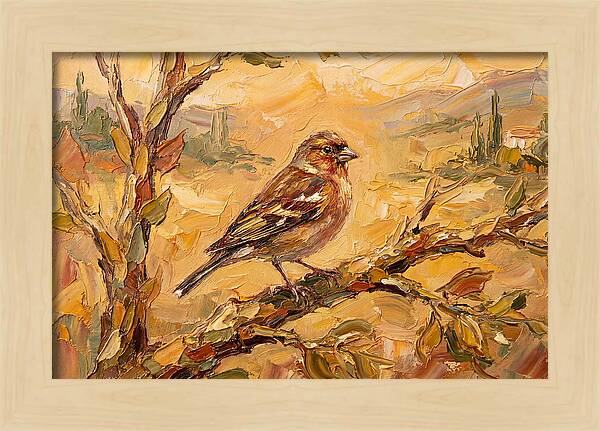 Mediterranean Finch Perched On Branch