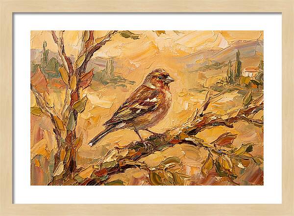 Mediterranean Finch Perched On Branch