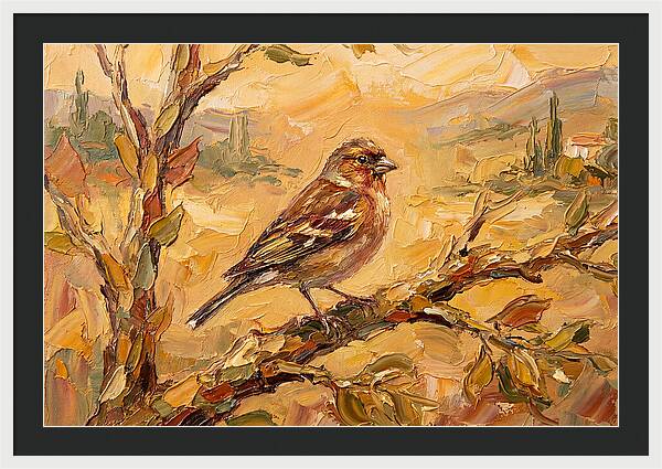 Mediterranean Finch Perched On Branch