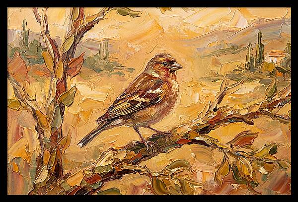 Mediterranean Finch Perched On Branch