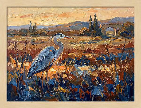 Mediterranean Heron At Dusk