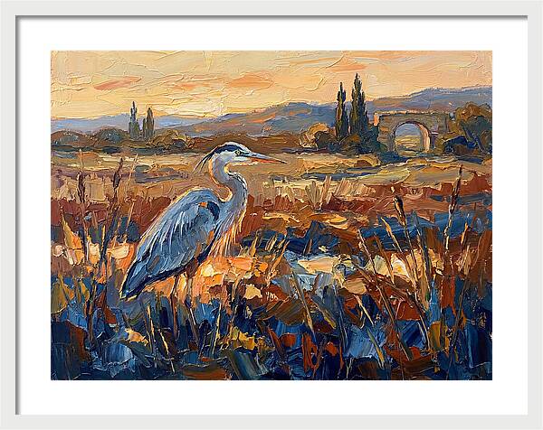 Mediterranean Heron At Dusk