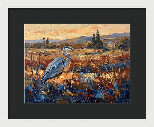 Mediterranean Heron At Dusk