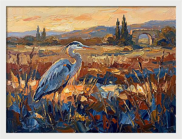 Mediterranean Heron At Dusk